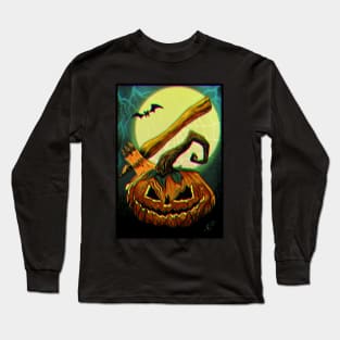 Halloween pumpkin with visual glitch effect Long Sleeve T-Shirt